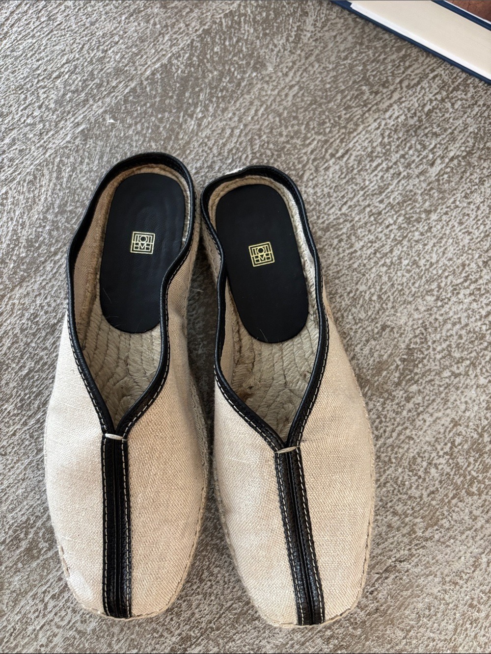 TOTEME Leather-Trimmed Canvas Espadrille Mules Size 35 - Picture 4 of 5
